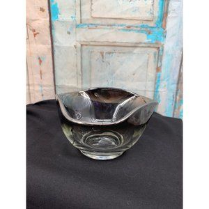Clear Glass Bowl with smokey/ silver trim